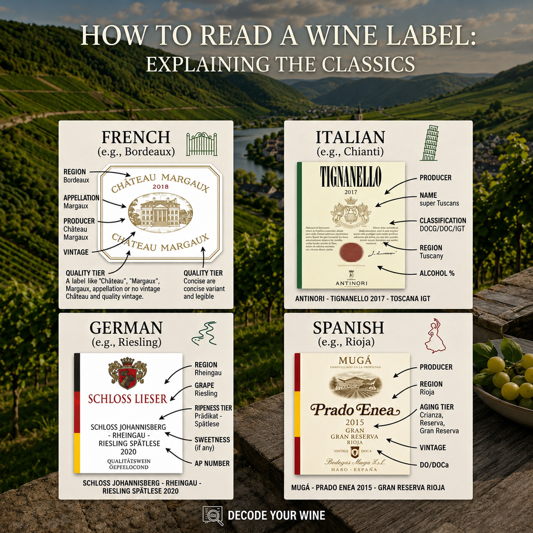 How to Read a Wine Label: French, Italian, German and Spanish Labels Explained